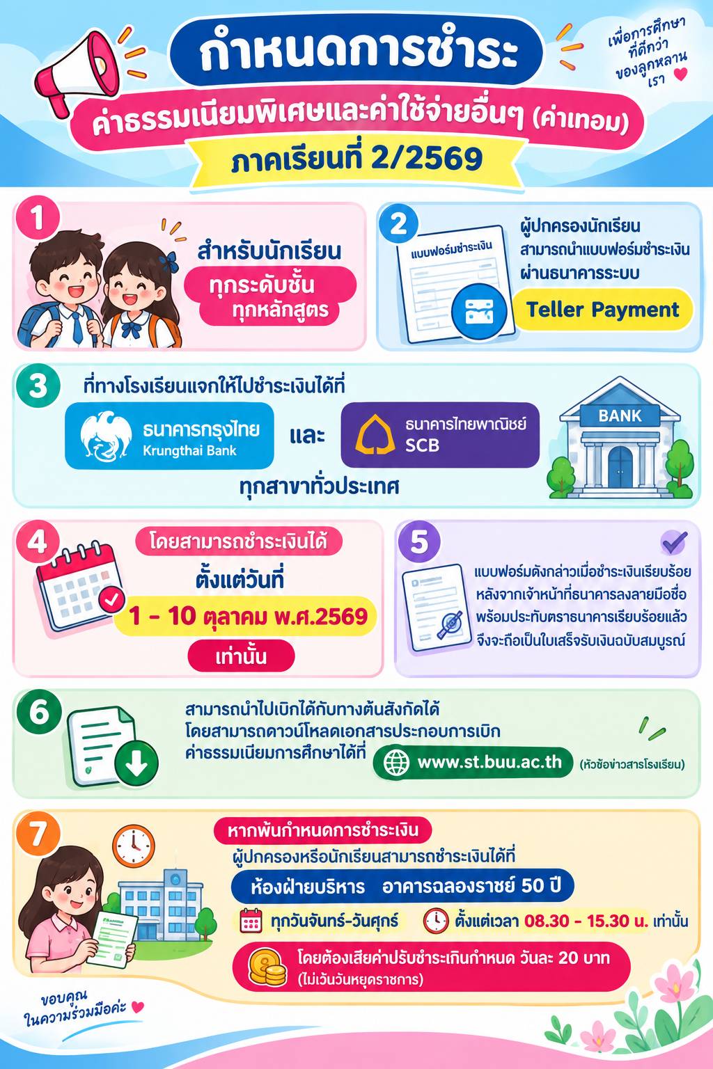 ประกาศการชำระค่าธรรมเนียมการศึกษา